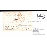 1834 (Aug 1) Envelope from London to Lowestoft with two differing franking signatures, red Free