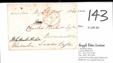 1834 (Aug 1) Envelope from London to Lowestoft with two differing franking signatures, red Free