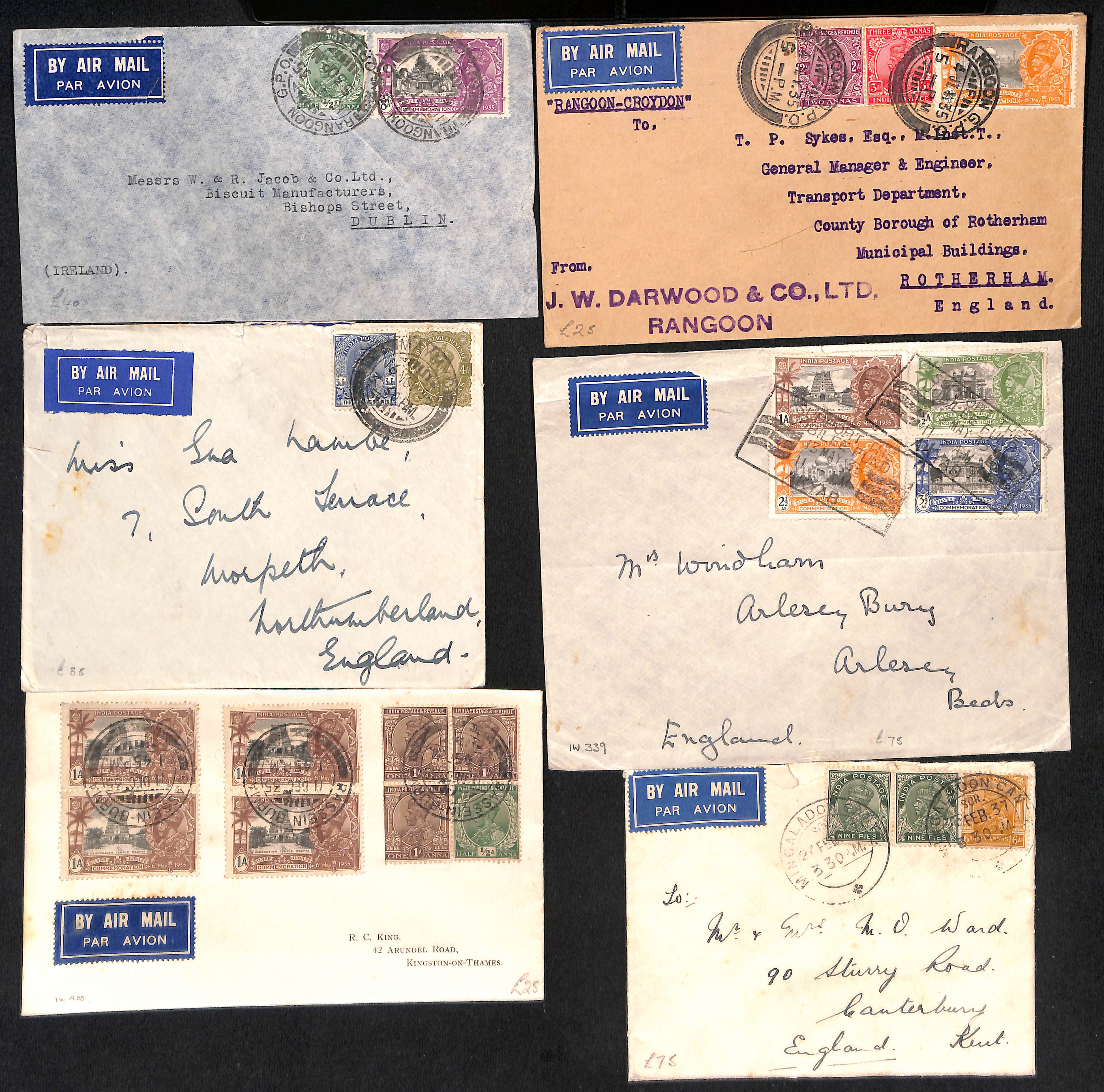 1929-37 Air Mail covers (28) and a front, virtually all commercial covers to Europe, Indian stamps - Image 8 of 8