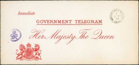 1949 (Mar 3) Pair of official telegram envelopes with "GOVERNMENT TELEGRAM" and the address "His