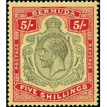 1918-22 5/- Green and carmine-red on pale yellow, watermark inverted, fine mint. S.G. 53dw, £475.