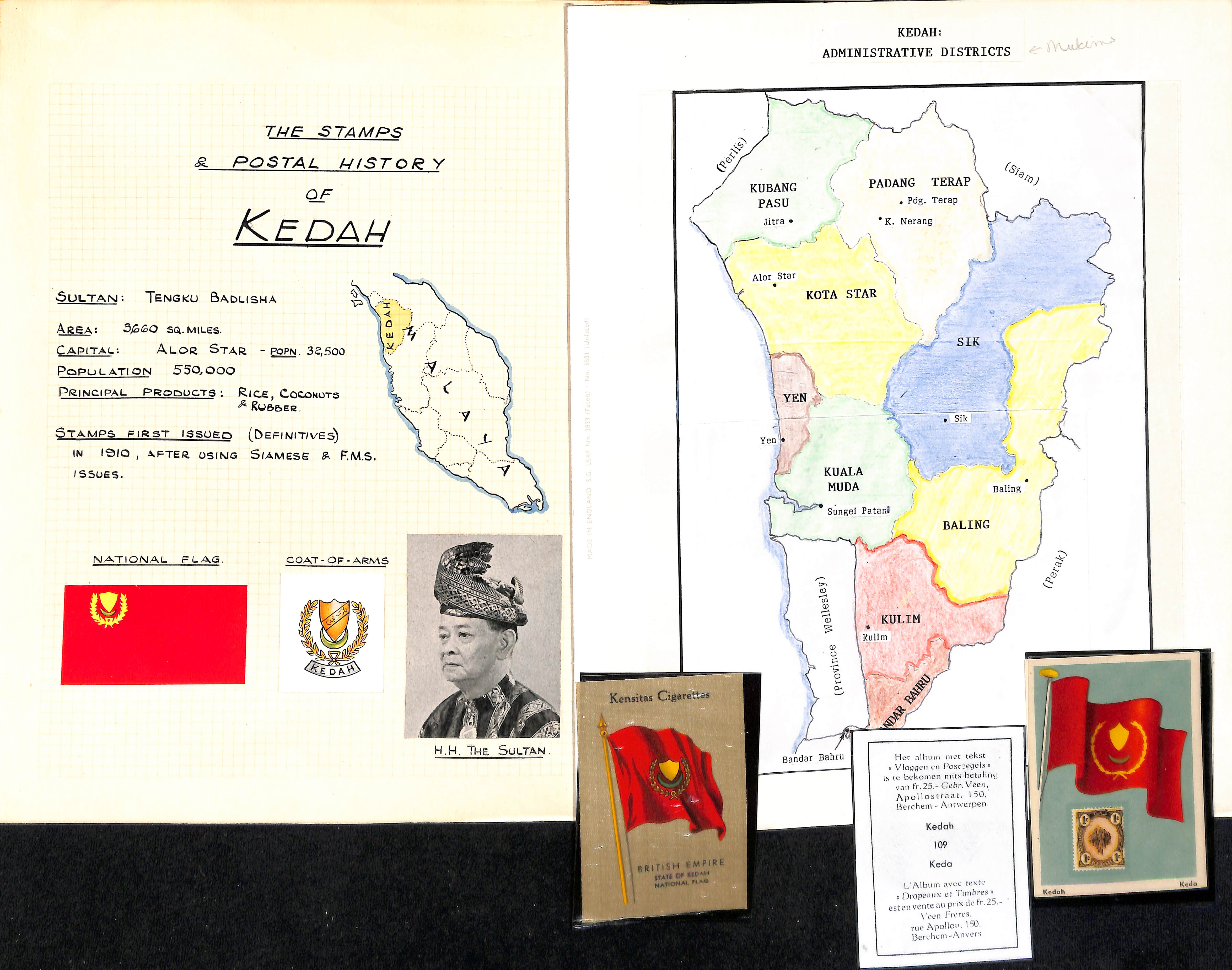 Kedah. 1905-57 Covers and cards, picture postcards, photos and ephemera including 1951 air letter