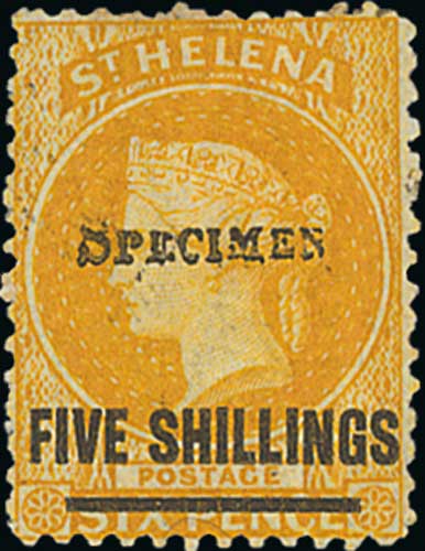 1868 5/- Orange, three examples with "SPECIMEN" overprint, types D11, SH1 or SH2, all mint with part - Image 2 of 3