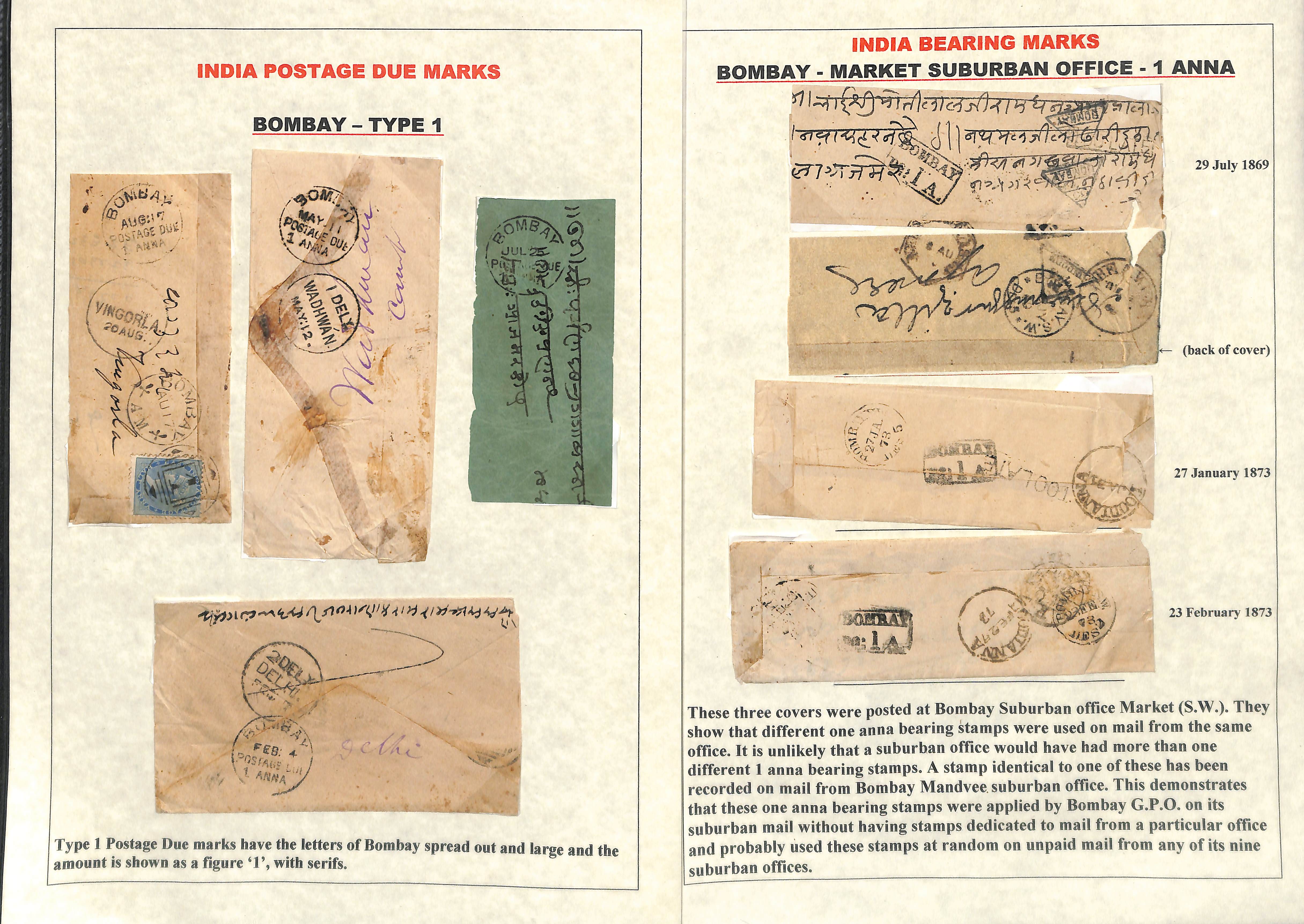 Bombay. 1860-1901 Covers with Bombay Postage Due or Bearing handstamps, the study of types with - Image 4 of 8