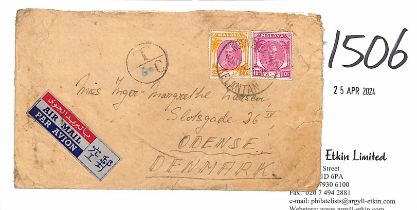 1952 (March) K.L.M. Johannesburg-Amsterdam crash near Frankfurt, cover from Kota Bharu, Kelantan, to