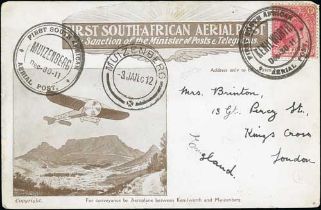 1911 (Dec 30) Kenilworth to Muizenberg second flight, pictorial Aerial Post card to England