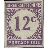 1923 12c Imperforate colour trial in purple, on watermarked gummed paper, fine and scarce. Photo