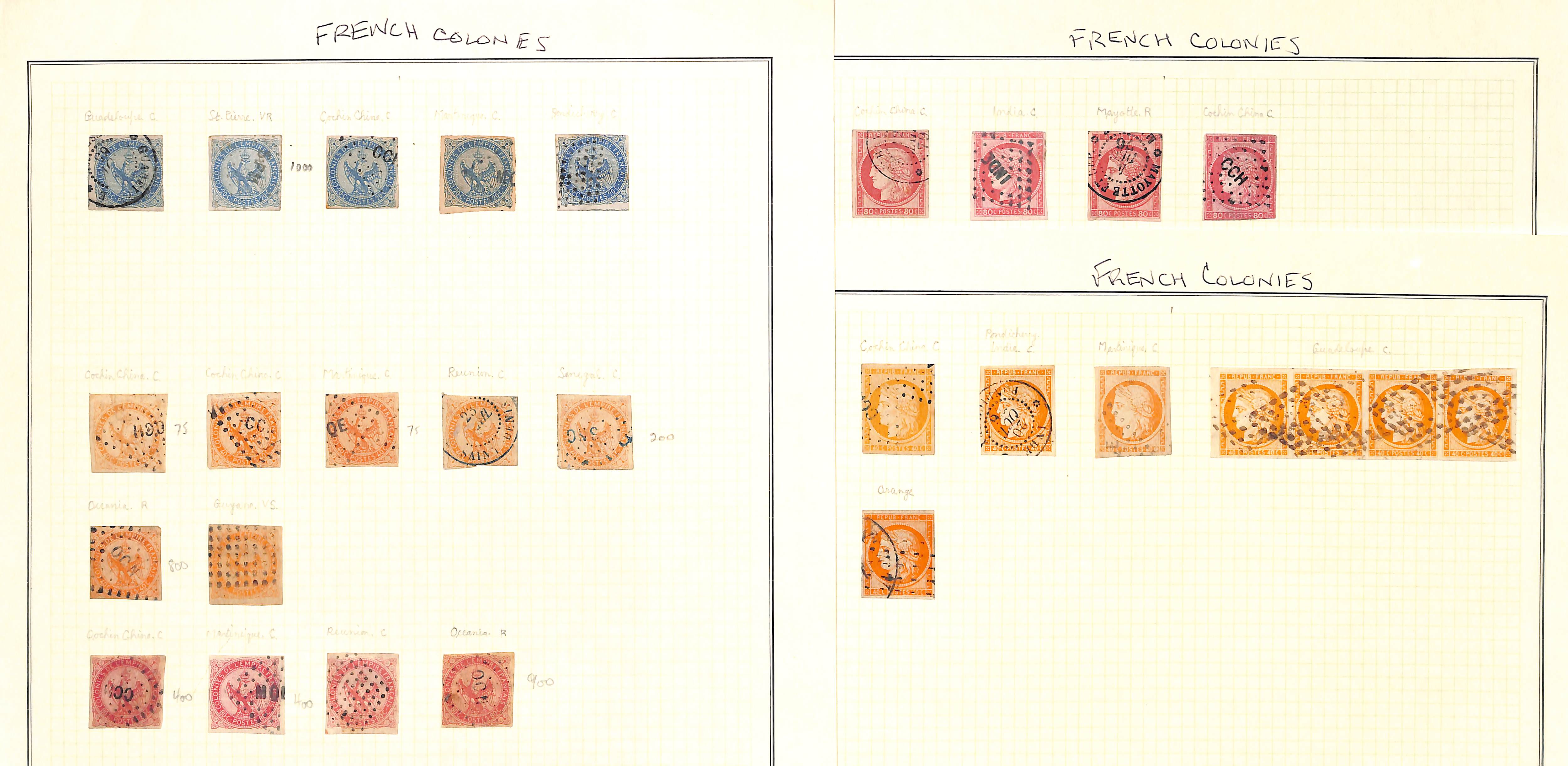 French Colonies. 1859-77 Used issues, collected for the cancellations, various lozenge and c.d.s - Image 3 of 7