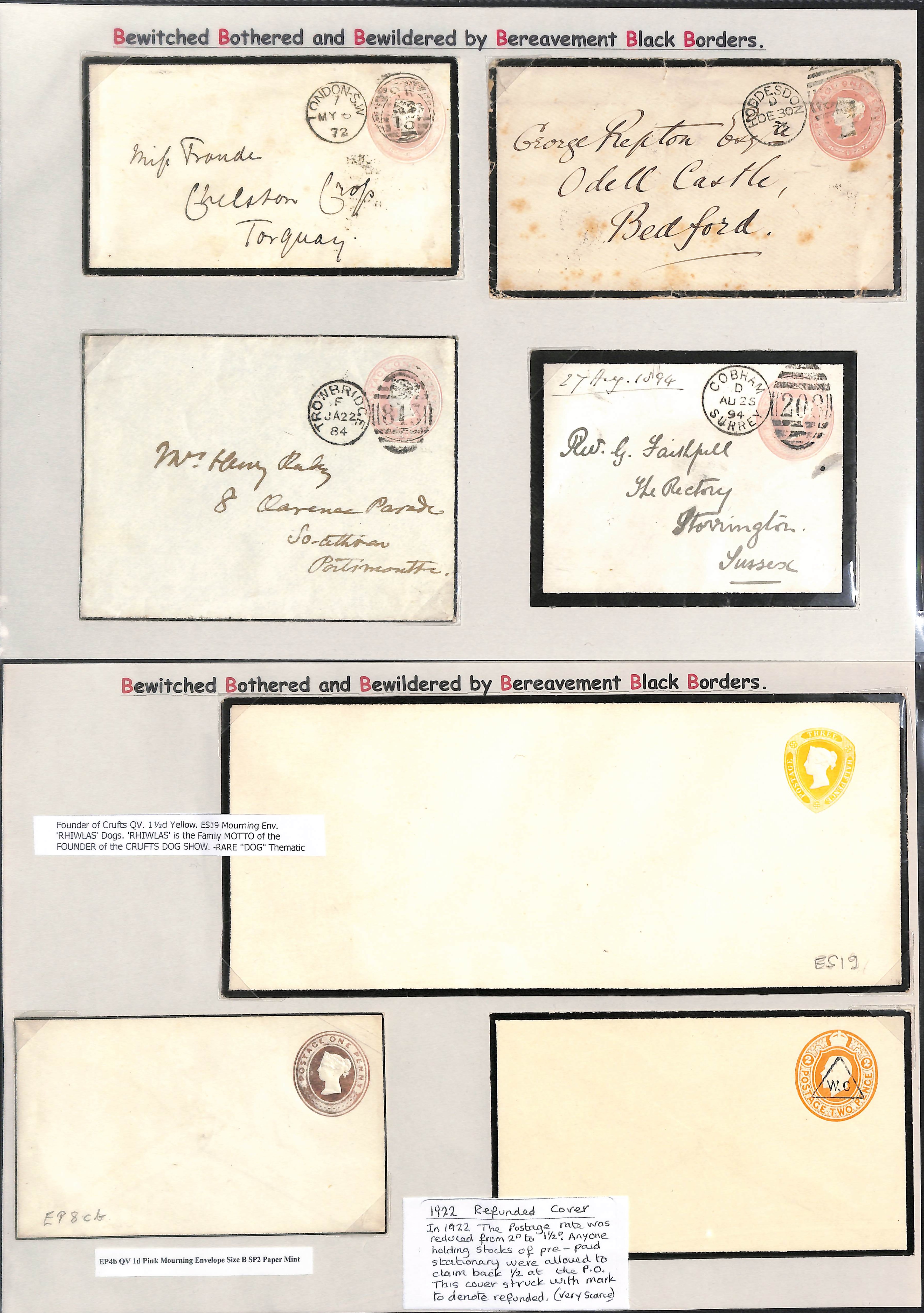 1841-1958 QV-KGVI Stationery envelopes (70) and postcards (3), the envelopes all with black - Image 11 of 14