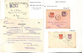 1917-21 Covers to London bearing the two Red Cross surcharges, two covers from Penang or Prye