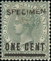 1892 (Mar) 1c on 8c Green with local "SPECIMEN" handstamp type SS6, fine mint, scarce. S.G 93s.