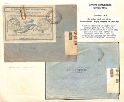 1918 Cover bearing a British 3d first type International Reply Coupon with Charing Cross office of