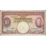 1940 (Jan 1st) Malaya, Board of Commissioners $10, serial A/3 064829, vertical fold, very fine. Pick