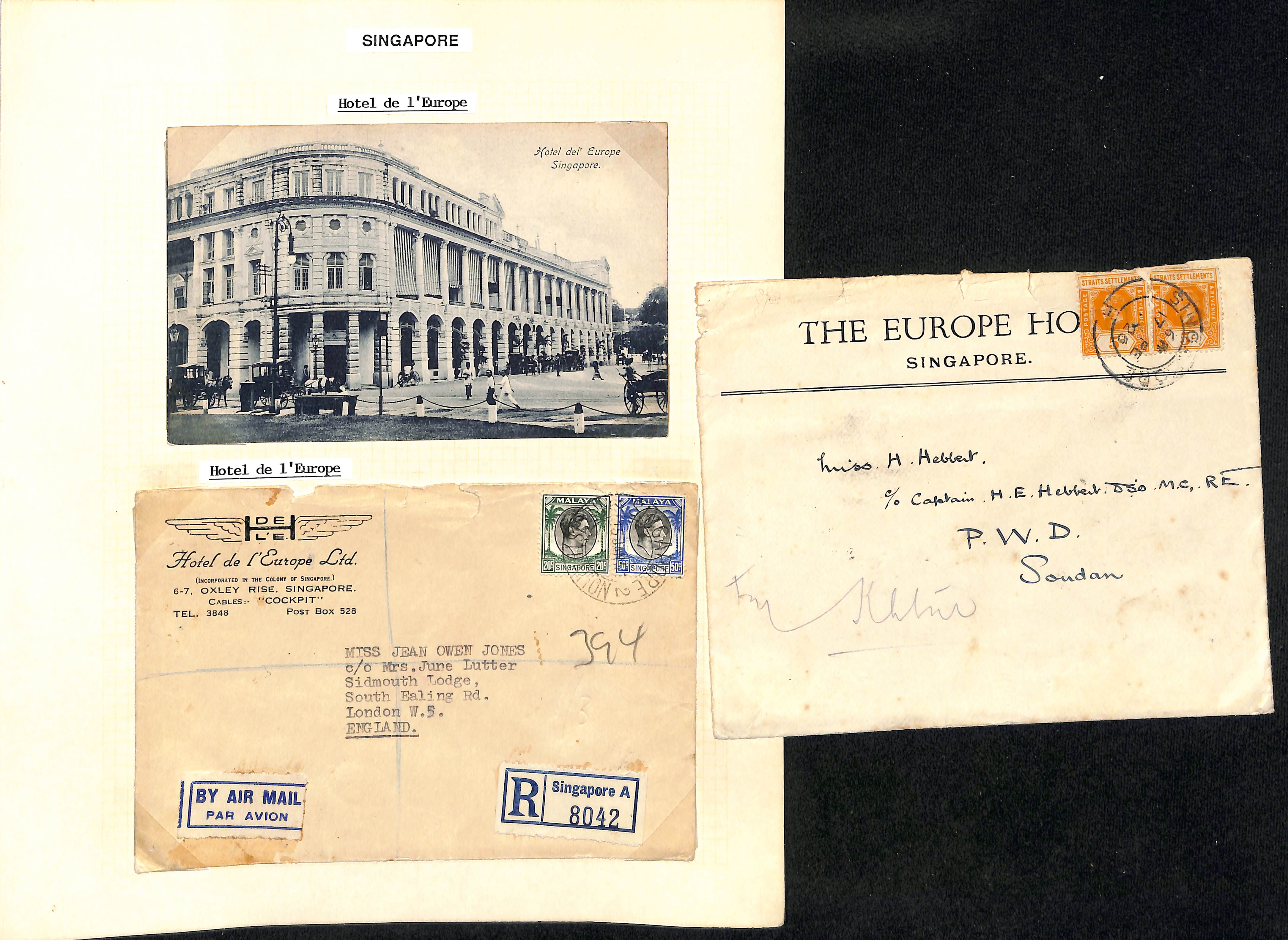 Hotels. 1900-85 Printed envelopes, picture postcards and ephemera from various Singapore hotels - Image 10 of 10