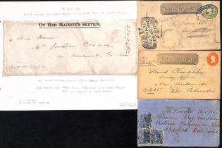 c.1860-71 Covers comprising USA 3c postal stationery envelope with Wells Fargo printed frank from