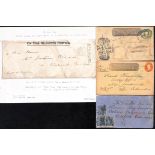 c.1860-71 Covers comprising USA 3c postal stationery envelope with Wells Fargo printed frank from