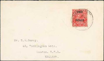 1932 (Mar 2) Cover to London bearing Australia 2d on 1½d tied by "CHRISTMAS ISLAND" c.d.s type D6,