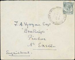 1935-36 Covers to G.B franked 4c pair or 8c, with Christmas Island datestamp type D6, the date