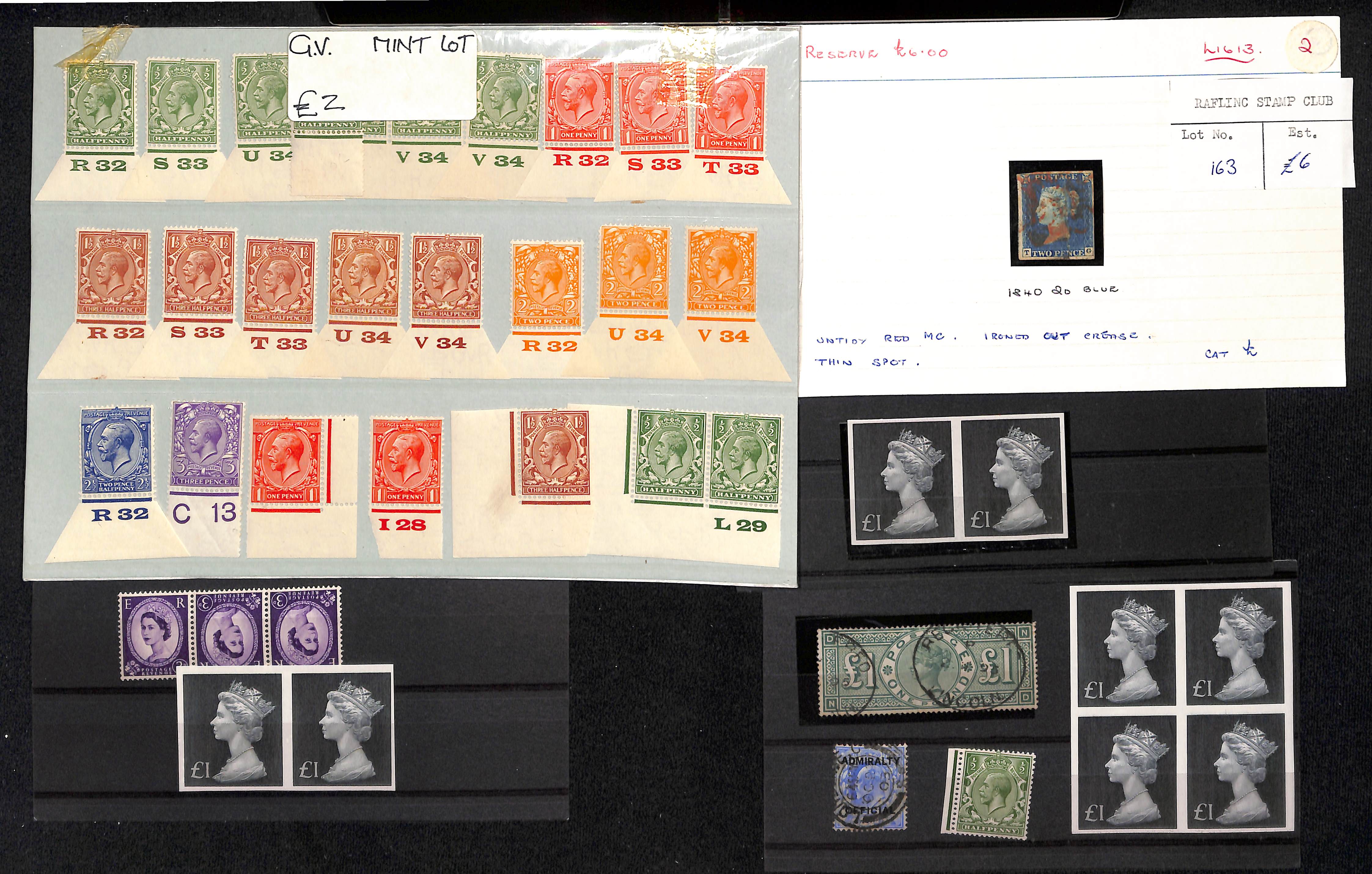 QV-QEII Stamps including 1840 2d and 1891 £1 (both with faults), 1958 3d tete-beche strip, 1969 £1 - Image 4 of 22
