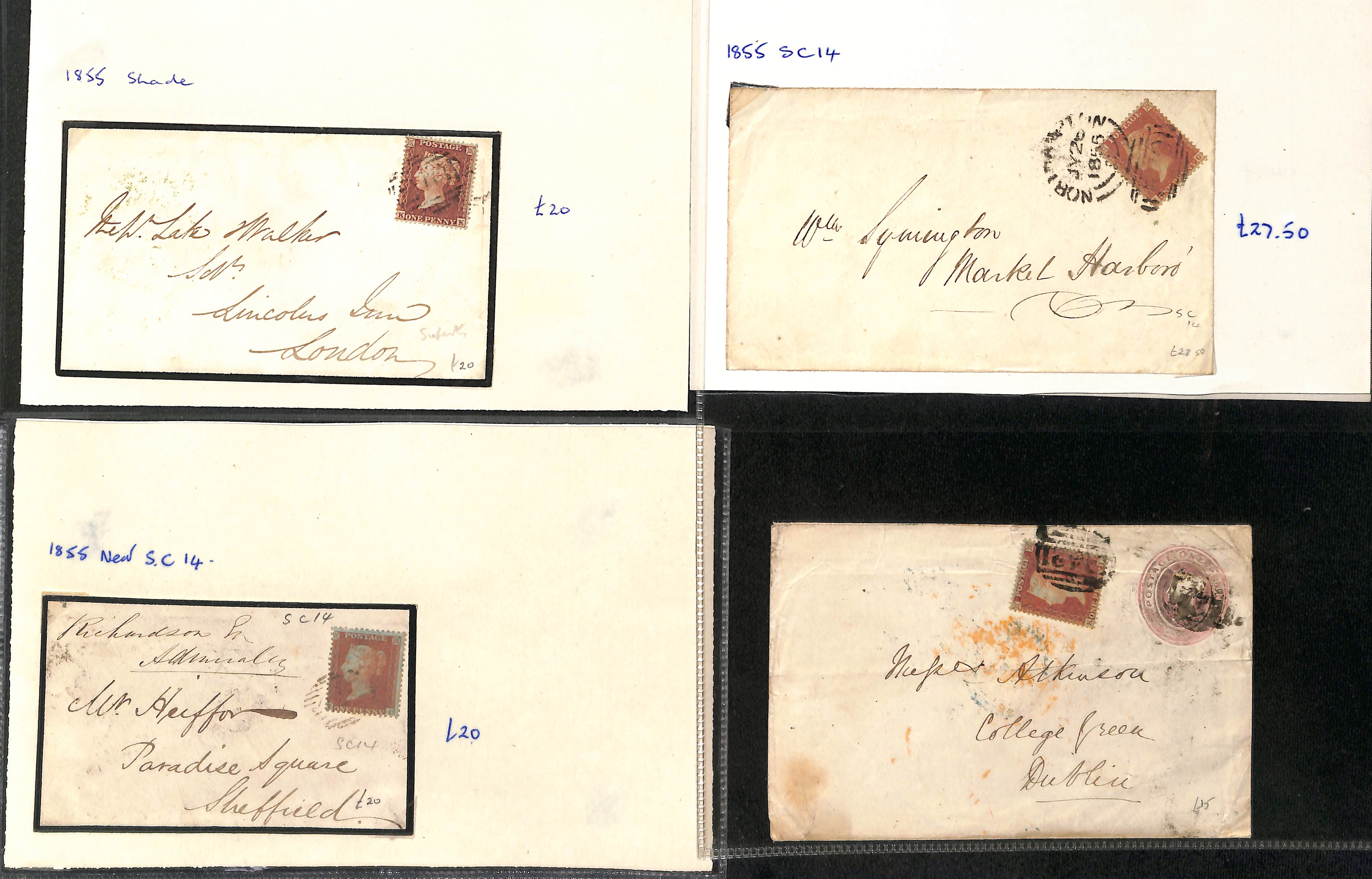 1854-80 Covers with 1d reds, comprising 1854-57 issues on blued paper (56), 1857-63 issues on - Image 2 of 5