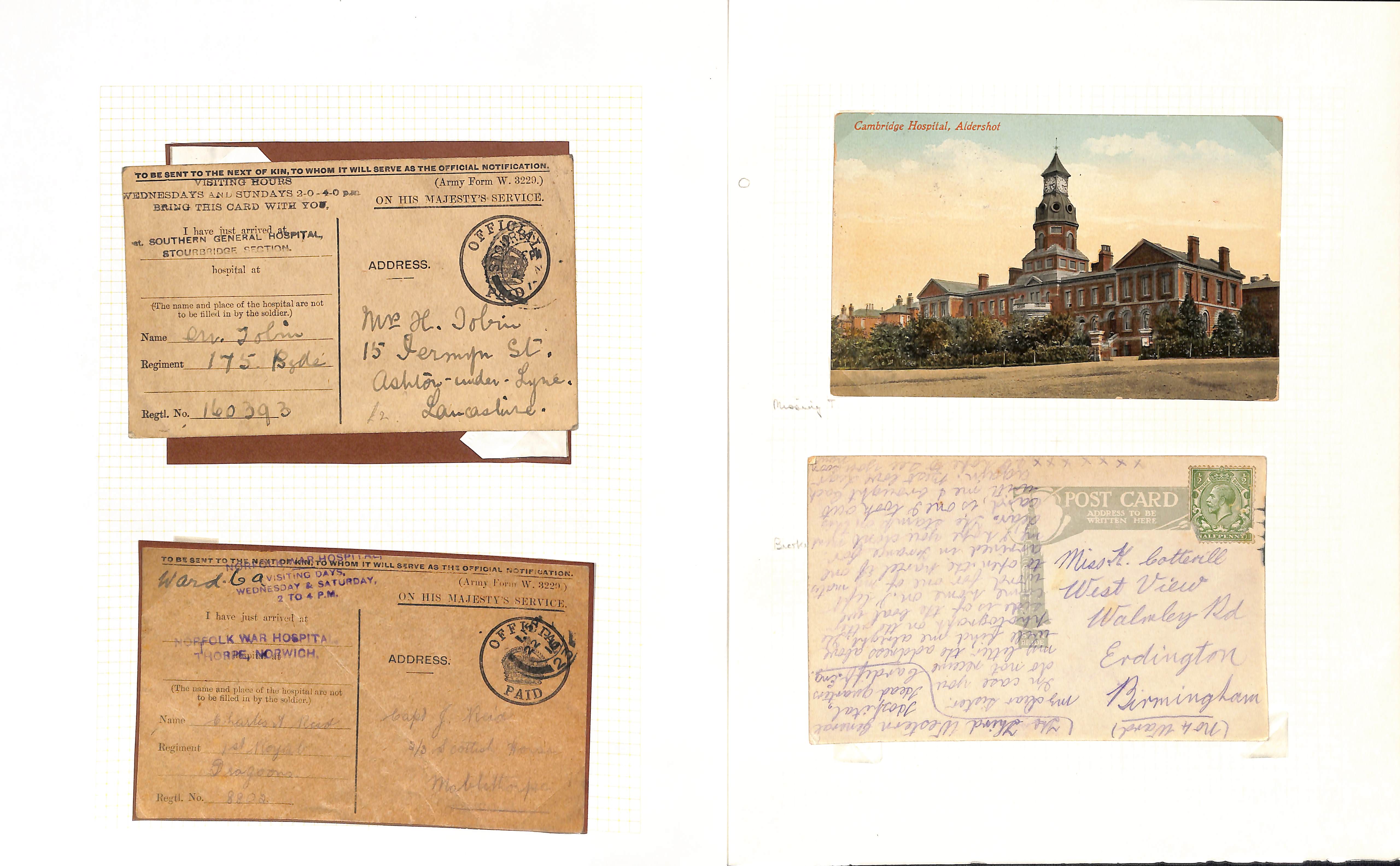 G.B. 1915-18 Covers and cards from soldiers in hospitals in G.B (8, six with cachets, also three - Image 5 of 11