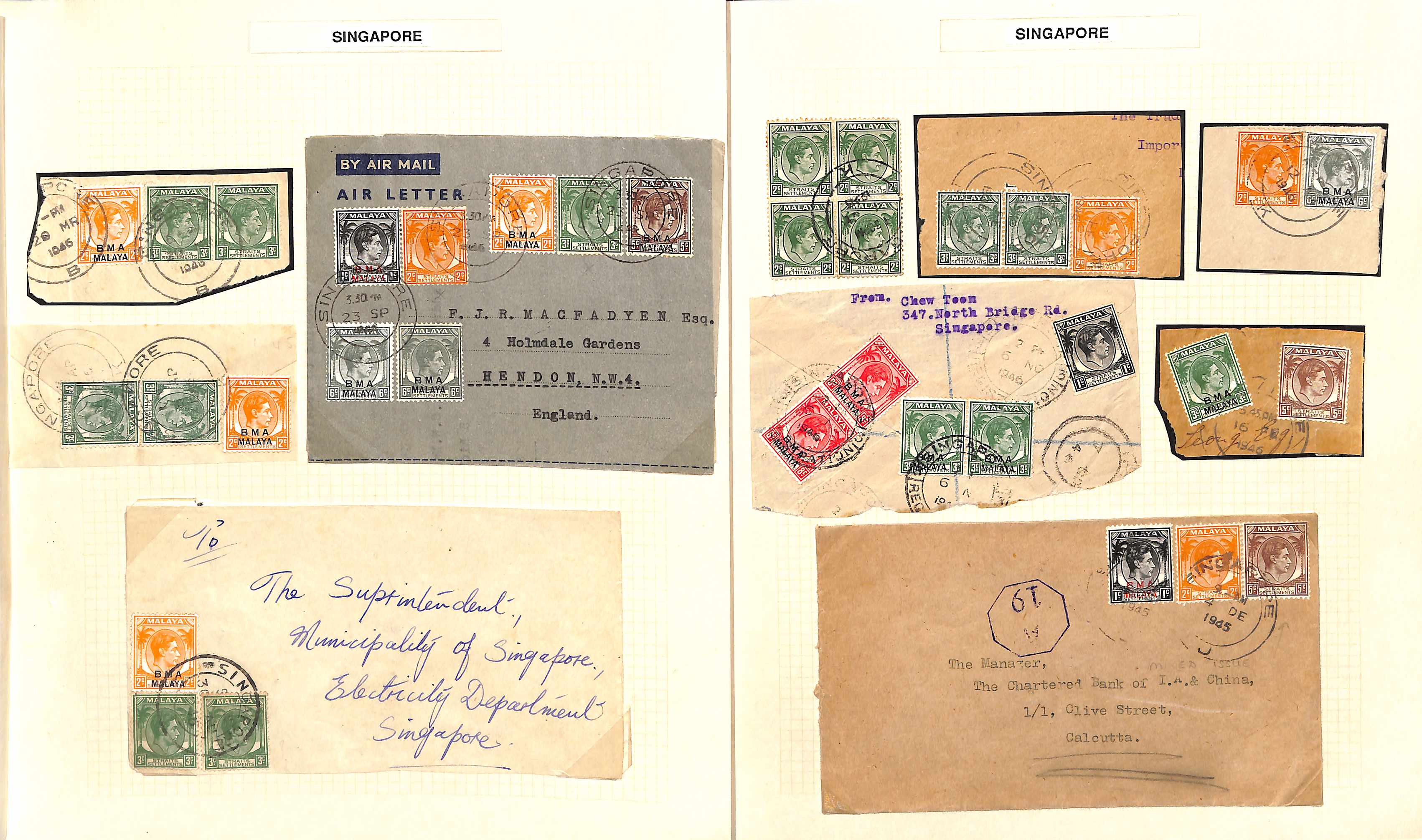 British Military Administration. 1945-48 Covers (17), pieces and stamps including 1c - 10c cancelled - Image 5 of 6