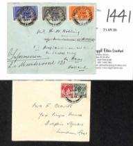 1938 Covers with "CHRISTMAS ISLAND" c.d.s type D7, the first to Holland bearing 1937 Coronation