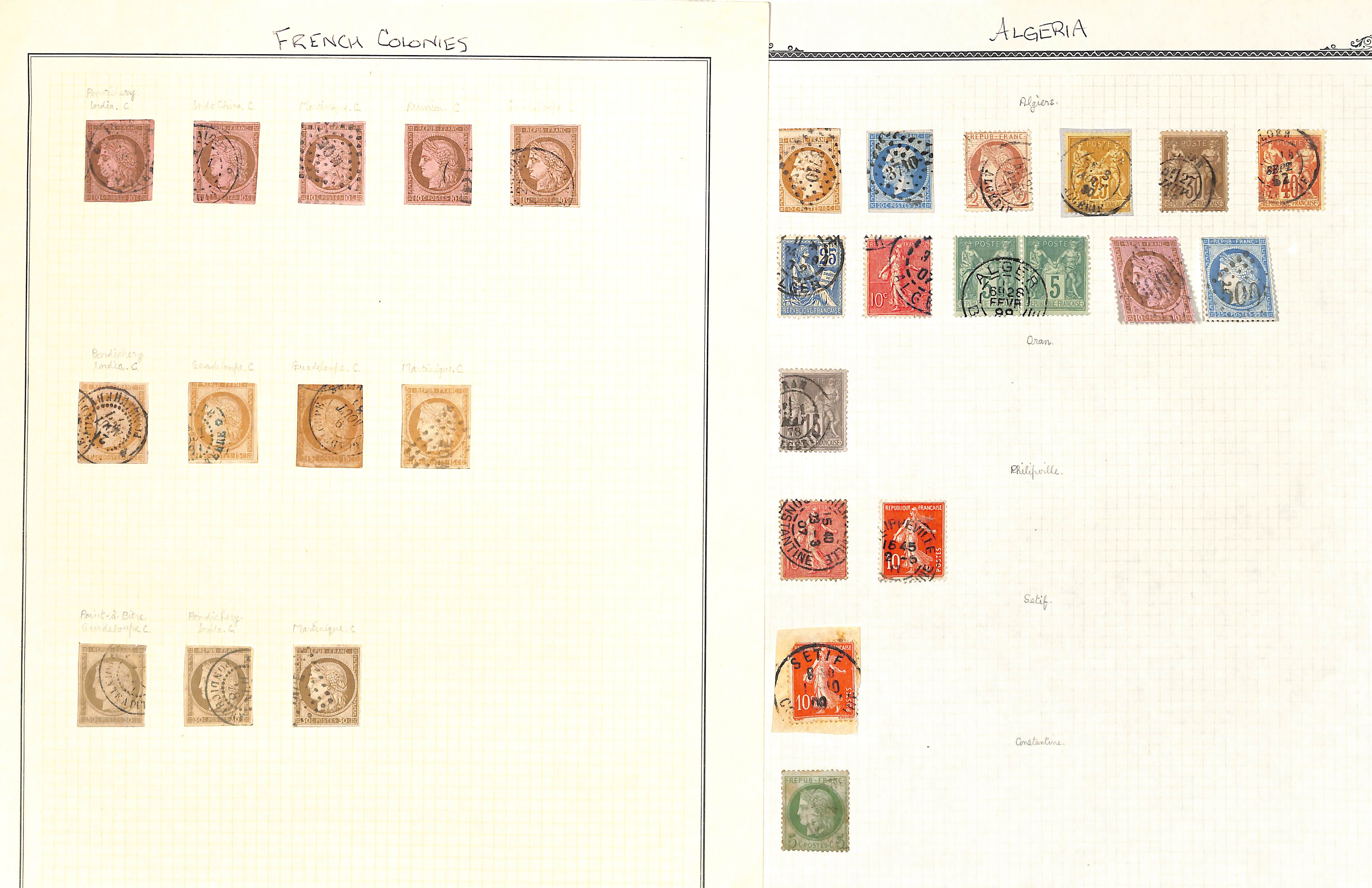 French Colonies. 1859-77 Used issues, collected for the cancellations, various lozenge and c.d.s - Image 5 of 7