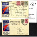 1933 (Dec 23) Rangoon to Singapore extension, covers posted from Tavoy to Elisabethville or