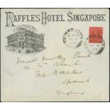 Raffles Hotel. 1903 (Jan 19) Pictorial advertising envelope depicting the hotel with carriages and