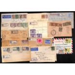 1911-66 Registered covers mostly bearing registration labels with a letter after "Singapore" (20,