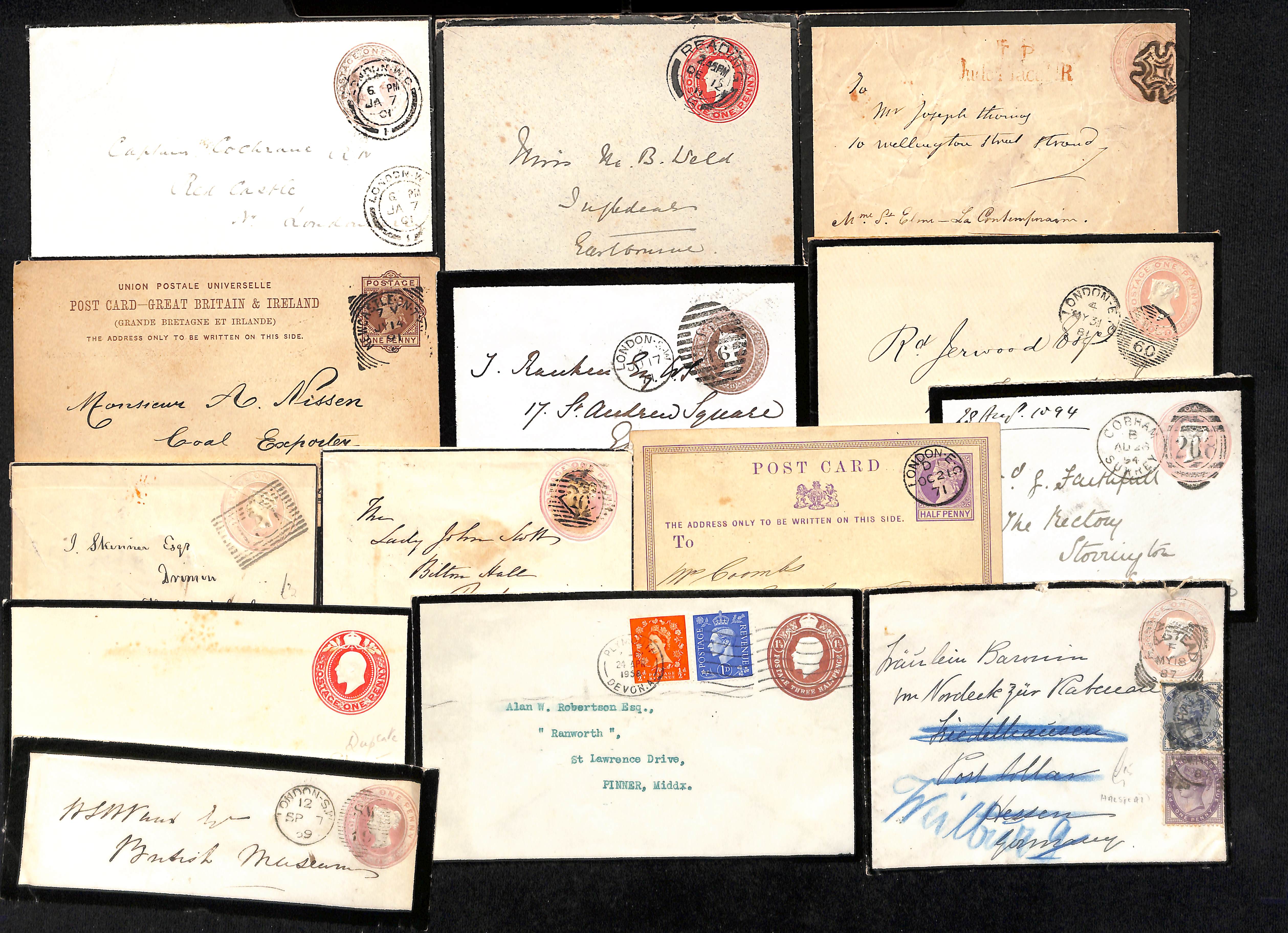 1841-1958 QV-KGVI Stationery envelopes (70) and postcards (3), the envelopes all with black - Image 13 of 14