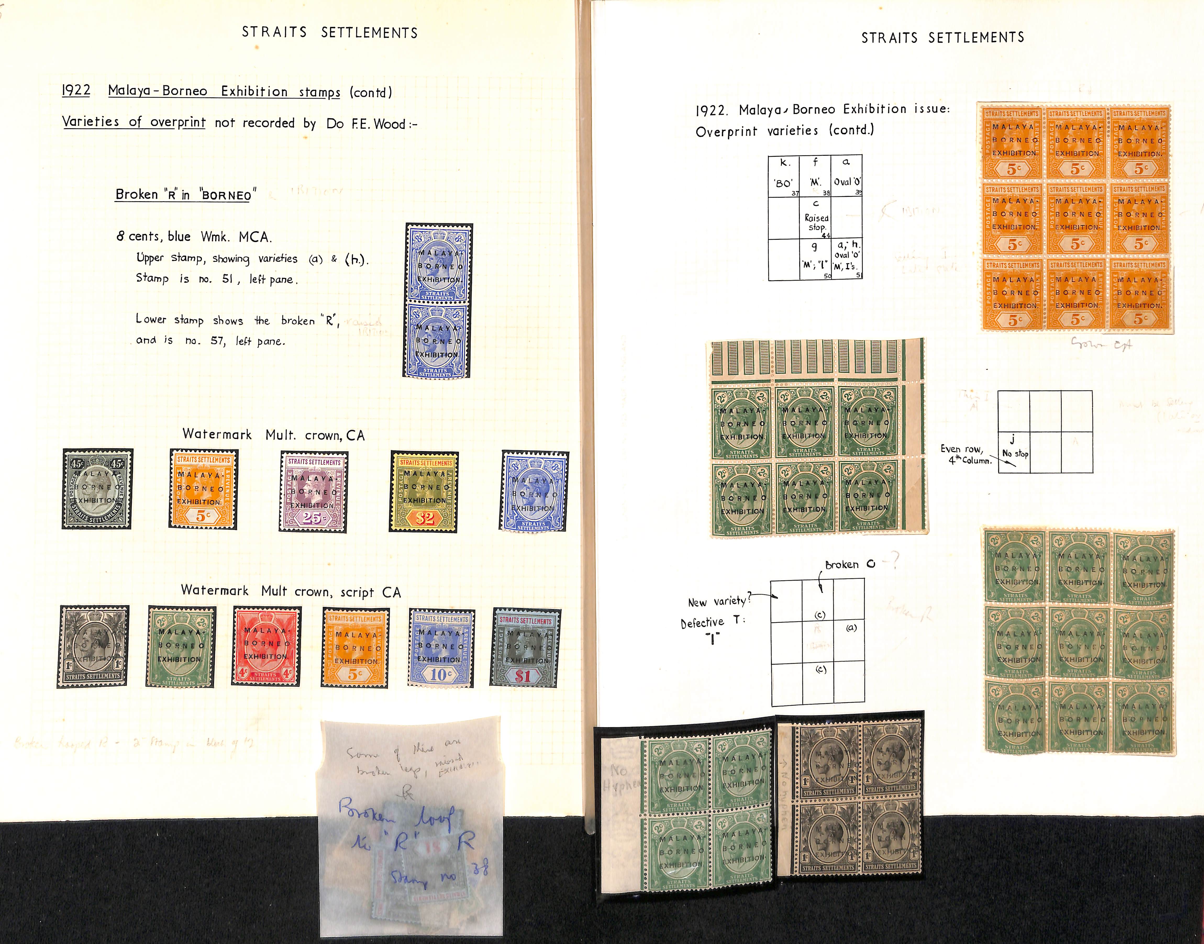 1922 Malaya-Borneo Exhibition, mainly mint study on pages and stockcards with listed and unlisted - Image 7 of 11