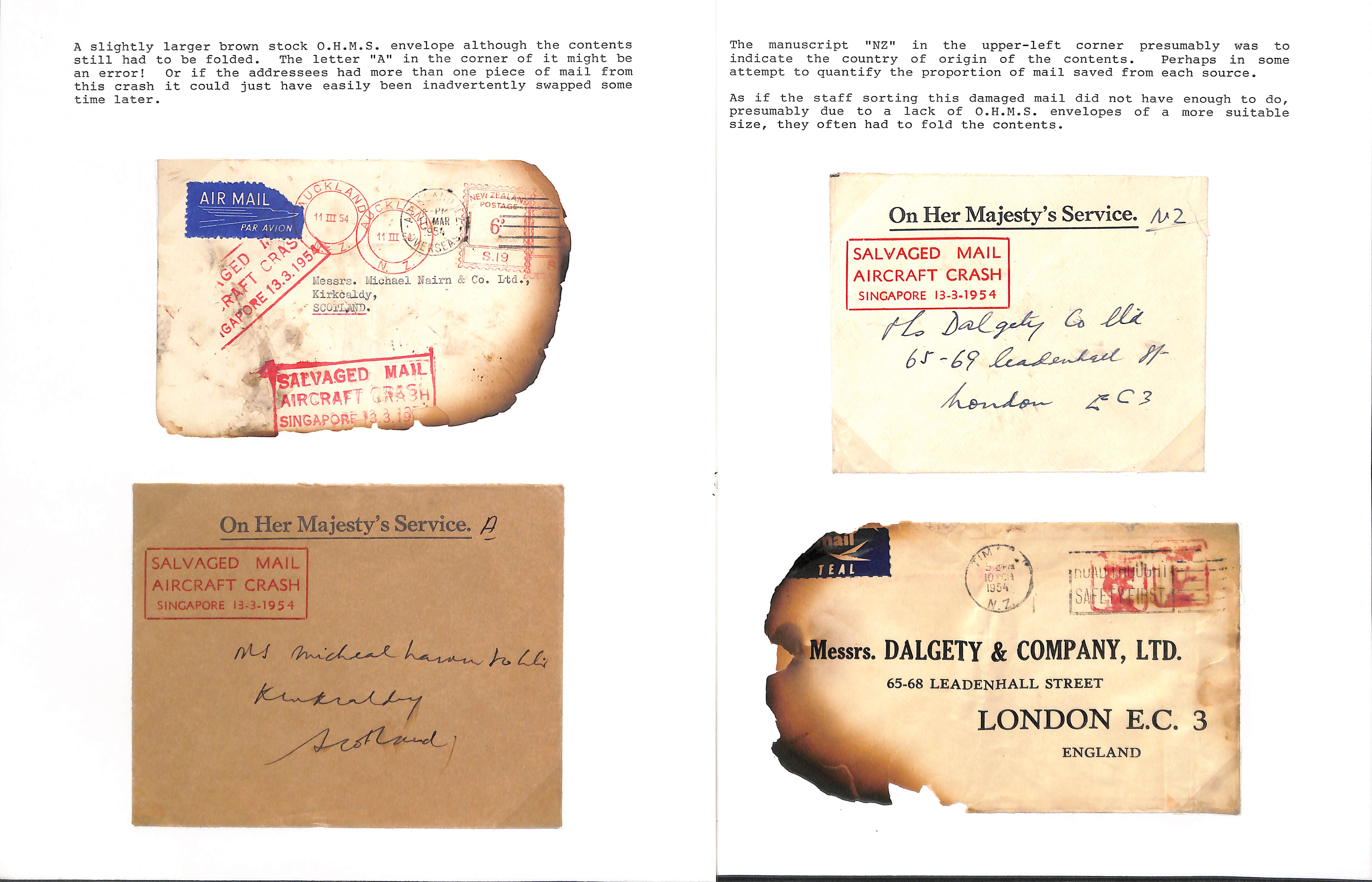 From New Zealand. 1954 (Mar. 10/11) Covers with meter marks (3) all enclosed within O.H.M.S.
