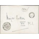 1901 Stampless O.H.M.S cover to "Major Sutton, XVI M.I" with Singapore c.d.s and circular "