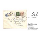 G.B. 1941 (Aug 6) Registered cover franked ½d + 5d, each cancelled by the unusual "L.P.R / 6 AUG