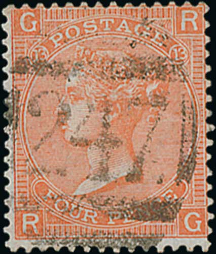 1872 G.B 4d Vermilion cancelled "247" of Fernando Po, fine and very scarce. Ex. Glassco (sold for £