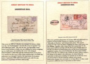 1858-59 Covers to Calcutta sent via Marseille, the first franked 6d from Newark with "INSUFFICIENTLY