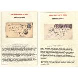 1882-91 Covers (4) and cards (2) all with violet boxed "VALUE OF STAMPS / DEFICIENCY" handstamps