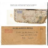 From New Zealand. 1954 (Mar. 10) Cover from Wellington with 1/6 meter, enclosed within O.H.M.S. buff