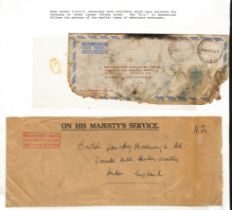 From New Zealand. 1954 (Mar. 10) Cover from Wellington with 1/6 meter, enclosed within O.H.M.S. buff
