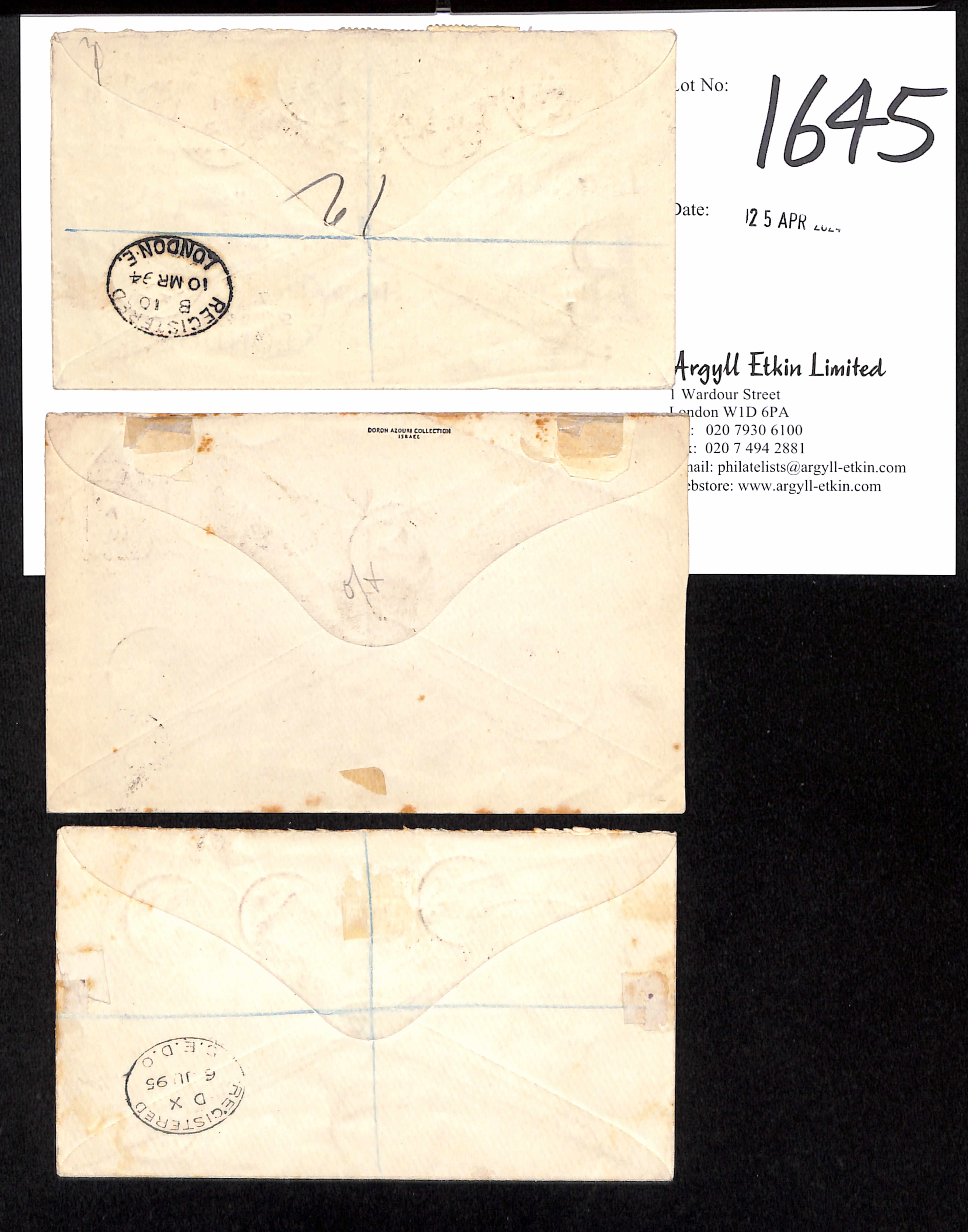 1893-95 Covers from Old Calabar to England, comprising registered cover franked 2d + 2½d + 5d, - Image 2 of 4
