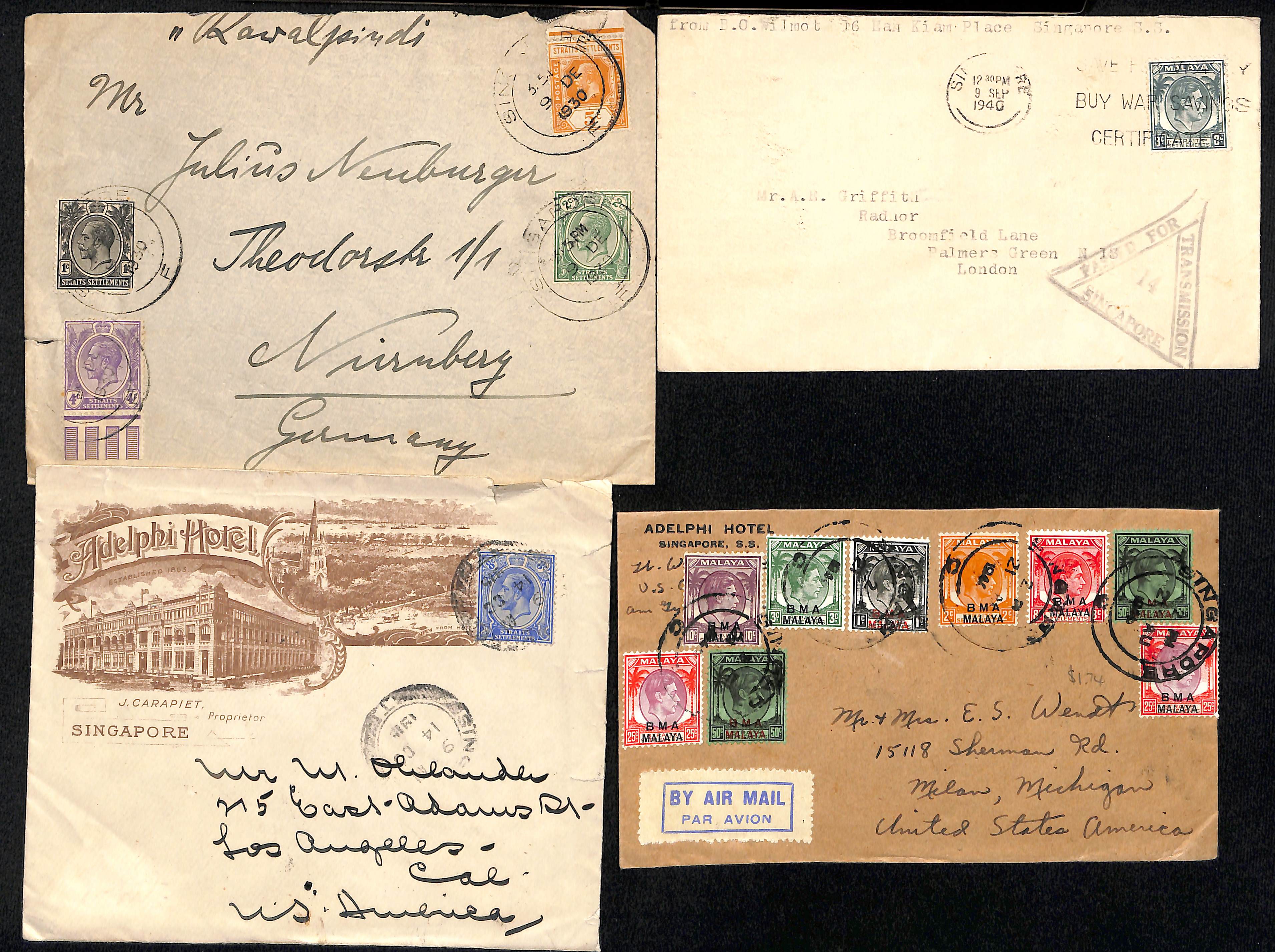 Adelphi Hotel. 1900-63 Postally used pictorial advertising envelopes (2, 1914 and 1915) and other - Image 3 of 3