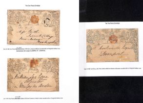 1840-41 1d Envelopes, stereo A154 used from Coventry to Henley in Arden with boxed "No. 1", and