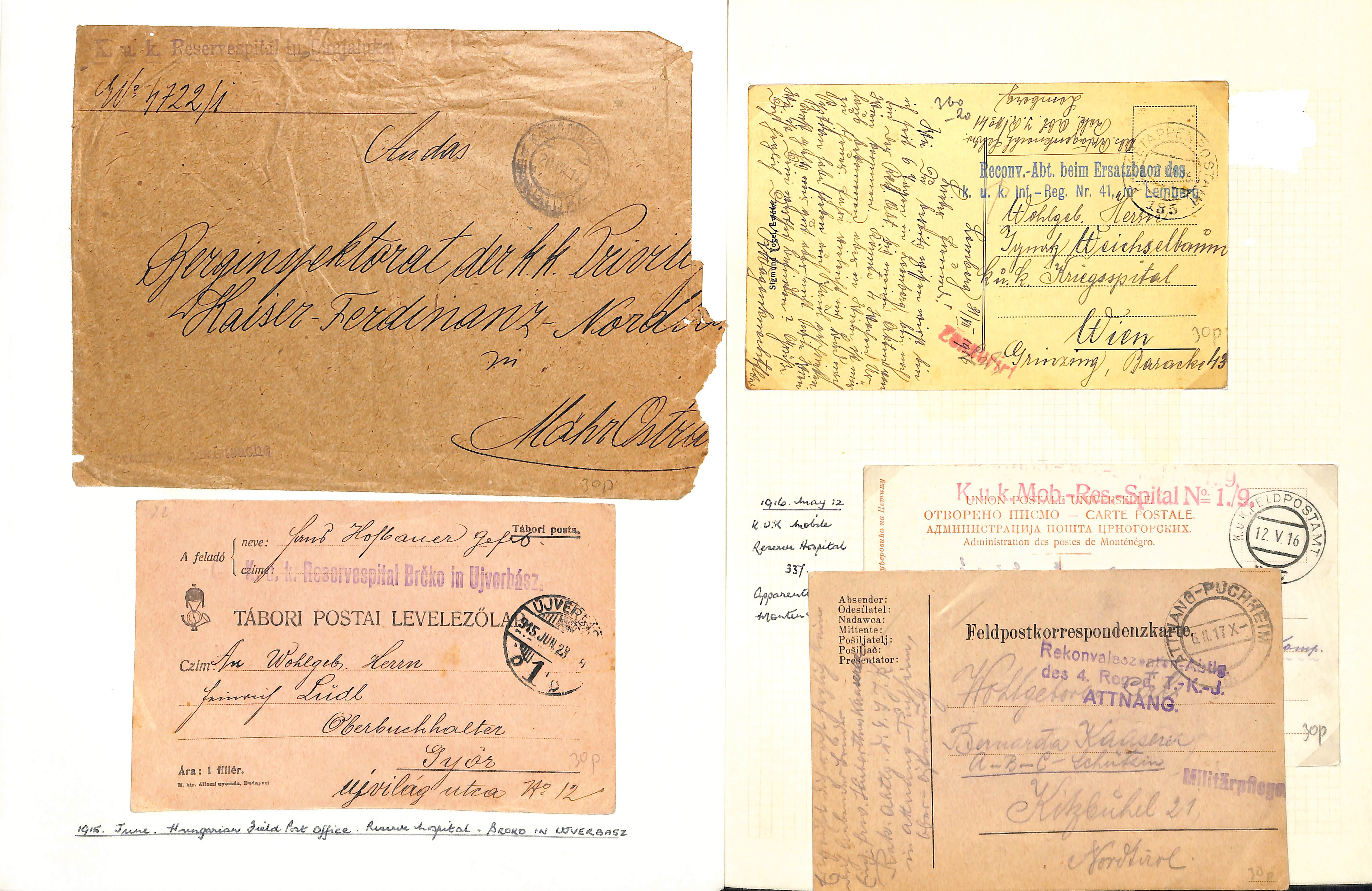 Austria. 1914-18 Covers and cards from soldiers in hospital in various parts of the Austro-Hungarian - Image 31 of 52