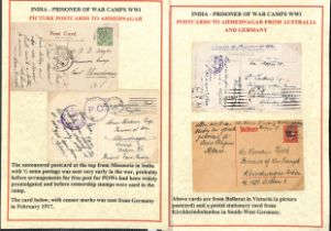 Ahmednagar. 1914-19 Covers and cards to P.O.Ws at Ahmednagar including Japan 1½s postal stationery