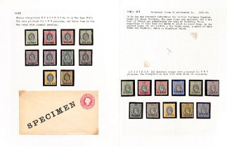 1901-1912 Specimen stamps, all sets complete, also 1907 3d and postal stationery (3), the 1912 2d,