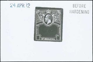 1912 Master Die Proof with uncleared value and vignette tablets, in black on white glazed card,