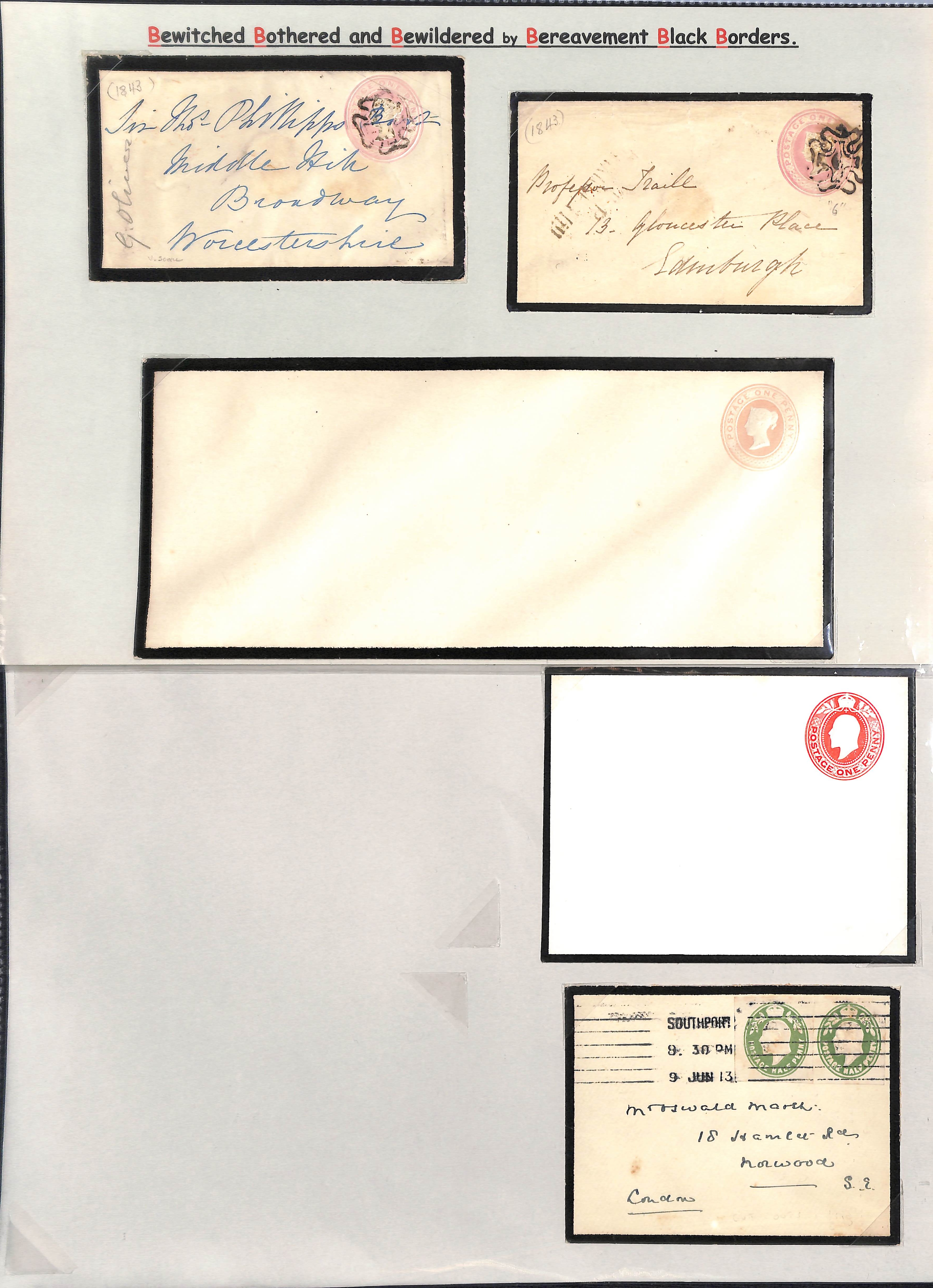 1841-1958 QV-KGVI Stationery envelopes (70) and postcards (3), the envelopes all with black - Image 12 of 14