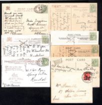 1904-09 Picture postcards (7) and a cover posted in advance for Christmas day delivery, the 1906
